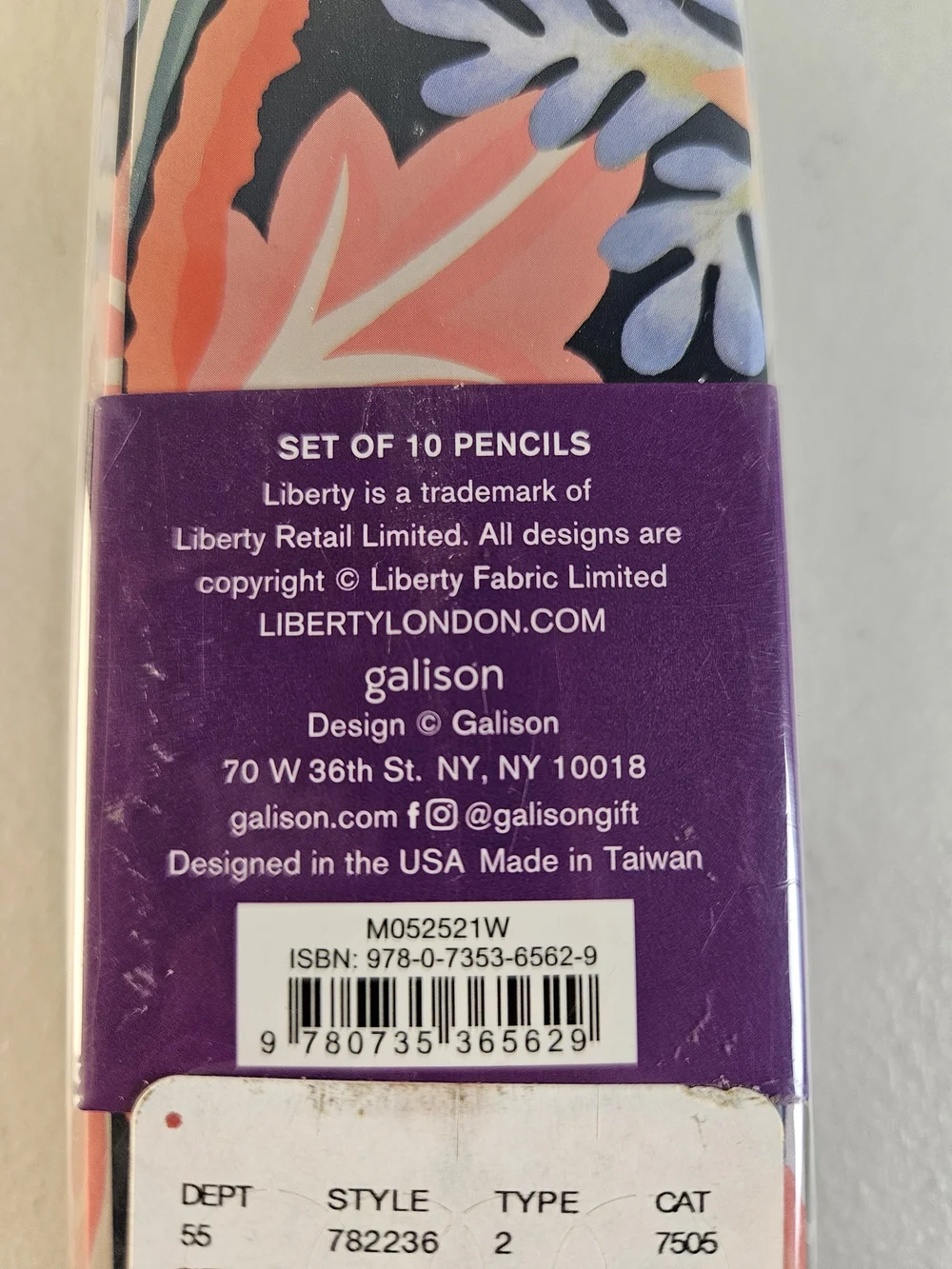 Liberty Floral Pattern Pencil Set with Purple Accent